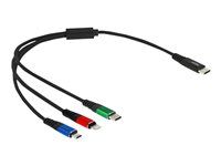Kabel pouze pro nabíjení - USB-C s piny (male) do Micro USB typ B, Lightning, USB-C s piny (male) - 30 cm - černá