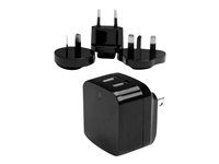 2 Port - Black - Universal Travel Adapter - International Power Adapter - USB Charger (USB2PACBK) - Síťový adaptér - 17 Watt - 3.4 A - 2 výstupní konektory (USB) - černá - pro P/N: USBLT1MWS, USBLT2MBR, USBLT2MW, USBLT30CMW, USBLTM1MBK, USBLTM1MWH, VID2VGATV3