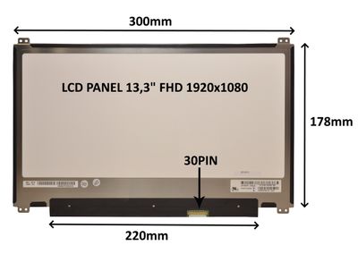 LCD PANEL 13,3" FHD 1920x1080 30PIN MATNÝ / ÚCHYTY NAHOŘE A DOLE