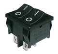 Přepínač kolébkový 2x(2pol./2pin) ON-OFF dvojitý černý O-I 12V