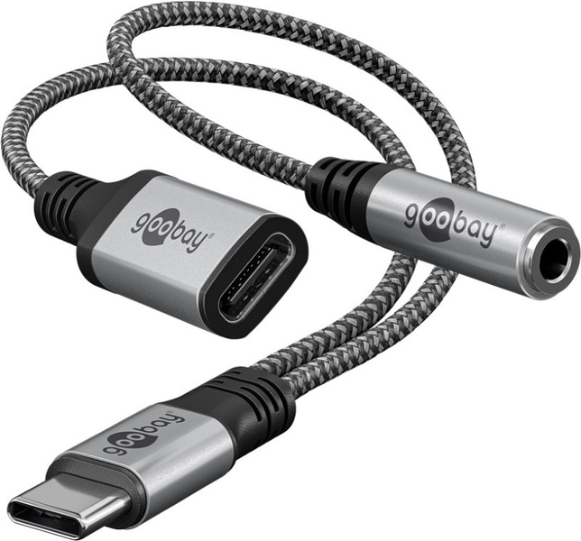 Adaptér GOOBAY 74524 2xUSB-C/JACK 3,5mm (pro poslech hudby)