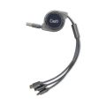 Kabel GETI GCU 04 USB 3v1 stříbrný samonavíjecí
