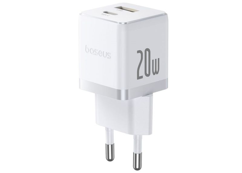 Baseus Rychlonabíječka do sítě Palm 20W 1xUSB-A 1xUSB-C PD QC 3.0 bílá