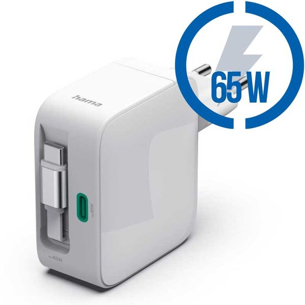 HAMA GaN, Rychlonabíječka, 2x USB-C PD/QC 65W Odn