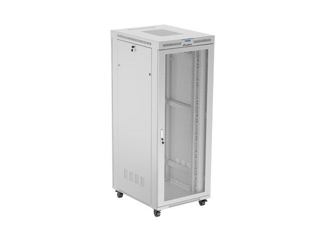 19" Volně stojící racková skříň 42U 800X1000 šedá lcd s perforovanými dveřmi lanberg (ploché balení)