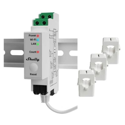 SHELLY Pro 3EM, měřič spotřeby + 3 svorky, DIN