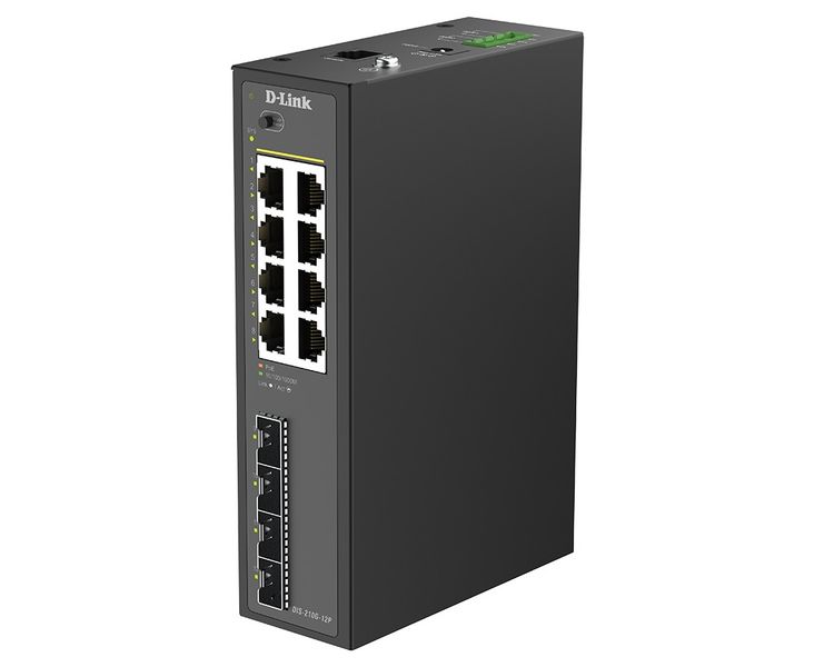 D-Link DIS-210G-12P 12-Port Gigabit Industrial PoE+ Smart Managed Switch with 4 x SFP Ports