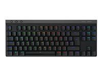 Klávesnice - technologie LIGHTSPEED - TKL - podsvícení - bezdrátový - 2.4 GHz, Bluetooth, USB - QWERTY - britská - klávesový spínač: GL Tactile - černá