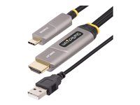 HDMI kabel - USB-C s piny (male) do HDMI, USB (pouze napájení) s piny (male) - 9.15 m - stíněný/fiber optic - černá - aktivní, Active Optical Cable (AOC), Jednosměrný, podpora 4K60 Hz (3840 x 2160)