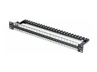Startech - Záslepný patch panel keystone - s lištou pro správu kabelu, pro RJ45 - montáž na stenu, montáž do racku - CAT 6a/8 - STP/UTP - cerná - 1U - 19" - 48 portu - kompatibilní s TAA