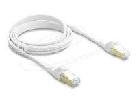 Delock - Patch kabel - RJ-45 (M) do RJ-45 (M) - 1 m - U/FTP - CAT 8.1 - plochý, rychlost prenosu dat až 40 Gbps, lisovaný, provedení bez hrbolku - bílá