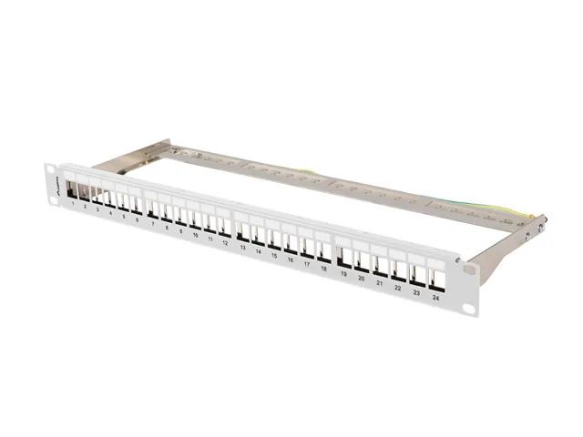 Patch panel prázdný 24 portů 1U 19" ftp pro moduly keystone šedý lanberg