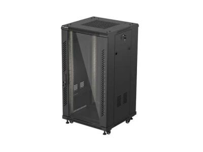Lanberg instalační skříňový rozvaděč 19" 22U 600X600 černé skleněné dveře (ploché balení)