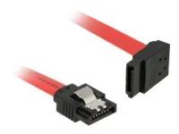 Kabel SATA - Serial ATA 150/300/600 - SATA (M) do SATA (M) - 50 cm - opatřený západkou, levý úhlový konektor - červená