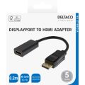 DELTACO Redukcia z DisplayPort/HDMI, čierna