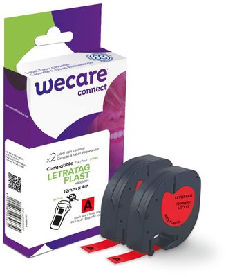 WECARE ARMOR páska 2ks kompatibilní s DYMO S0721630,Black/Red,12MM*4M