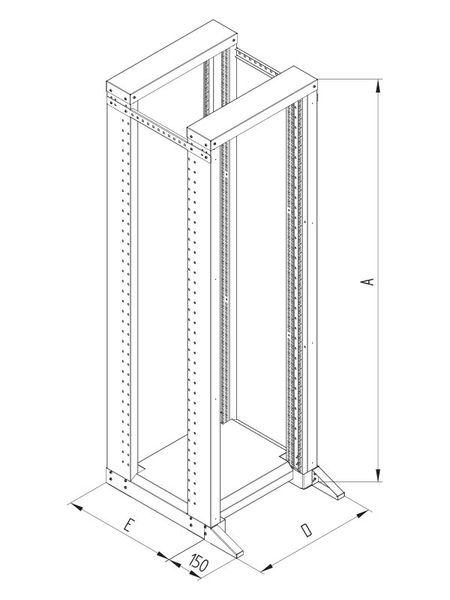 Otevřený 19" stojan RSX 37U dvoudílný 700hl.