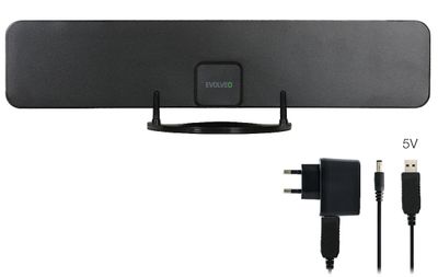 EVOLVEO Xany 2B, 230/5V, aktivní pokojová anténa FM/DAB+/DVB-T2, filtr LTE,4G,5G
