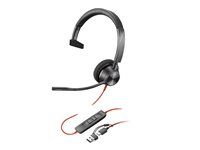 Blackwire 3300 series - náhlavní souprava - náhlavní - kabelové - USB-A - černá - certifikováno pro Microsoft Teams, certifikováno UC