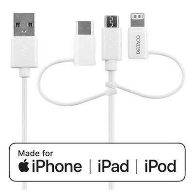 DELTACO IPLH-441, kabel USB 2.0/C,Mic,Lig