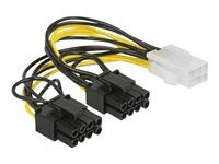 Elektrický kabel - 6 pin PCIe power (F) do 8 pinové napájení PCIe (6+2) (M) - 12 V - 15 cm - opatřený západkou