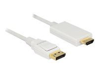 Kabel adaptéru - DisplayPort s piny (male) do HDMI s piny (male) - 3 m - trojnásobně stíněný - bílá - pasivní, podporuje 4K