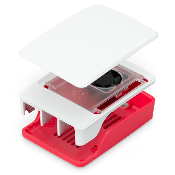 RASPBERRY Pi 5 Skříňka s chladičem, malinová/bílá