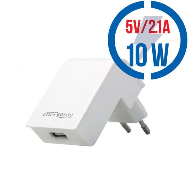 Univerzální USB nabíječka GEMBIRD, 2,1 A, bílá barva