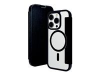 Pouzdro s klopou pro mobilní telefon - kompatibilita s MagSafe - veganská kůže, recyklovatelný plast - čirý/černý - pro Apple iPhone 15 Pro