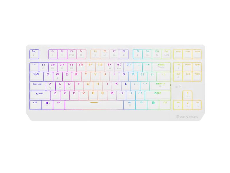 GENESIS herní klávesnice THOR 230/TKL/RGB/Outemu Red/Bezdrátová USB + Bluetooth/US layout/Bílá