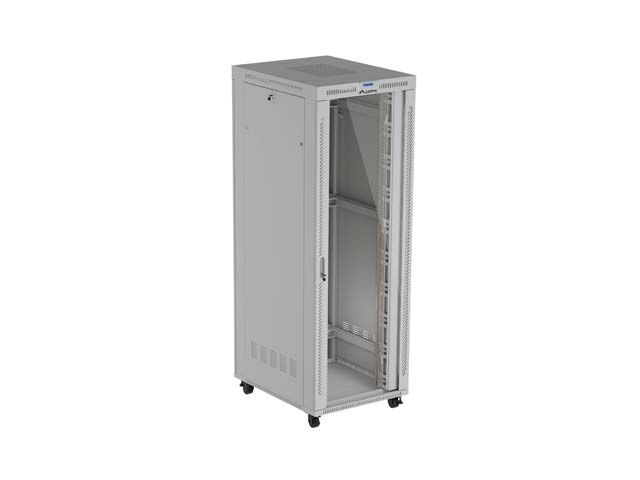 19" Volně stojící racková skříň 47U 800X1000 šedé prosklené dveře lcd lanberg (flat pack) V2