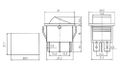 Přepínač kolébkový 3pol./6pin ON-OFF-ON 250V/15A průsvitný červený