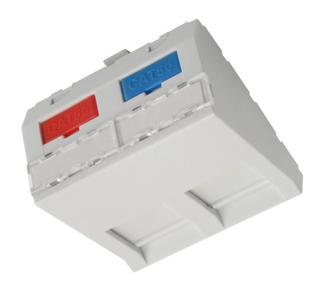 Modul French style Solarix 45x45mm pro 2 keystony úhlový bílý