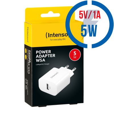 INTENSO W5A, 1x USB A, Nabíječka, 5W, bílá