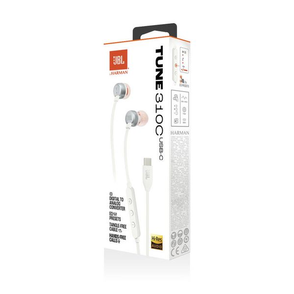 JBL Tune 310 USB-C, Sluchátka, bílá