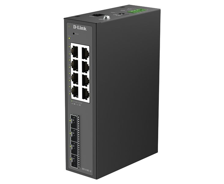 D-Link DIS-210G-12 12-Port Gigabit Industrial Smart Managed Switch with 4 x SFP Ports