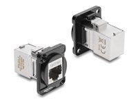 Delock D-Type Module - Modul - úhel 90° - montáž na panel - CAT 6a - RJ-45 - černá, stříbrná