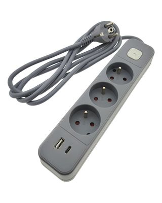 Prodlužovací kabel 3 zásuvky 2 m QTECQ-417F s přepínačem