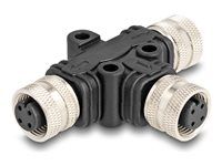 M12 T-Splitter A-coded 4 pin 1 x female