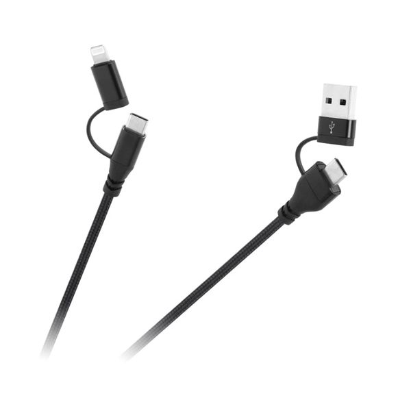 Kabel CABLETECH KPO3943 USB A/C - USB-C/Lightning 1m Black