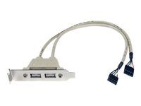 StarTech 2 Port USB A Female Low Profile Slot Plate Adapter - 2 Port USB Bracket - USB 2.0 A Female (USBPLATELP) - Panel USB - USB (F) do 5 pinu v in-line (F)