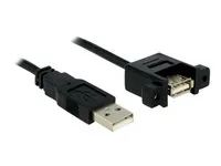 Prodlužovací šňůra USB - USB (F) do USB (M) - USB 2.0 - 1 m - křídlové šrouby - černá
