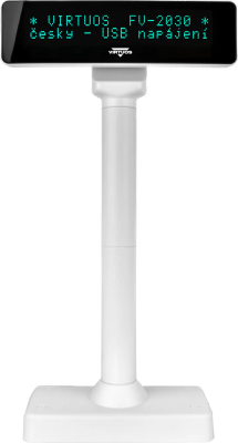 VFD zák.displej FV-2030W 2x20, 9mm,USB, bílý
