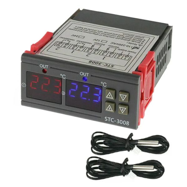 Digitální termostat duální STC-3008, rozsah -55~120 °C, 230 V AC