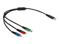 Kabel pouze pro nabíjení - USB-C s piny (male) do Micro USB typ B, Lightning, USB-C s piny (male) - 30 cm - černá
