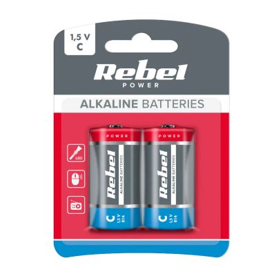 Baterie C (R14) alkalická REBEL Alkaline Power 2ks / blister BAT0063B