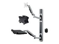 Startech Wall Mount Workstation, VESA Mount For 32" Monitors (22lb/10kg), Fully Articulating Arms For Single Monitor Mount & Keyboard Tray, Includes Desktop Computer/PC Bracket - Ergonomic Standing Desk (2PASTSC-WALL-MOUNT) - Montážní sada - pracovní stanice - pro plochý panel - hliník, ocel - cerná - velikost obrazovky: up to 27" / 32" (ultra-wide) - montáž na stenu - kompatibilní s TAA