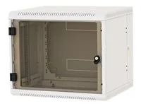19" dvoudílný nástěnný rozvaděč 6U/600mm celoskleněné dveře, IP30 nosnost 20kg, světle šedý RAL7035