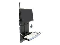 Montážní sada (opěrka zápěstí, mouse pouch, panel vertical lift, sklápěcí plocha pro klávesnici, podložka pro myš) - nízký profil - pro LCD displej / PC vybavení - oblast s vysokým provozem - ocel - černá - velikost obrazovky: až 24" - přimontovatelný ke zdi