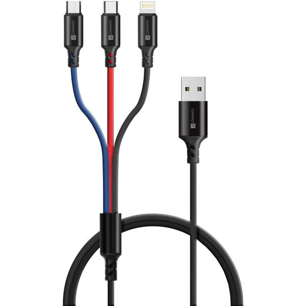 CONNECT IT Wirez 3v1, kabel USB 2.0/Ligh+mUSB+C